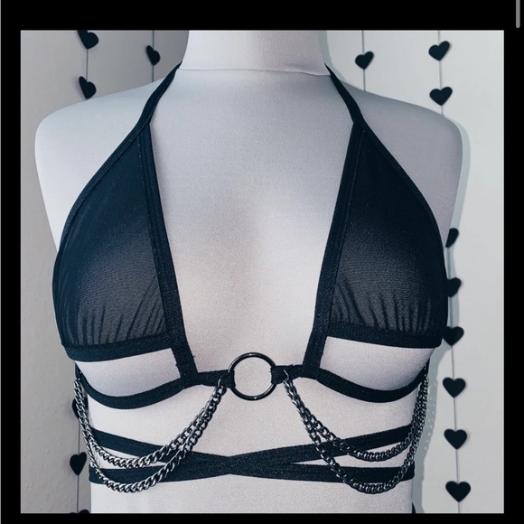 Brand new pink mesh peekaboo top from Syzygy the label- size M - silver hardware - Picture 2 of 2